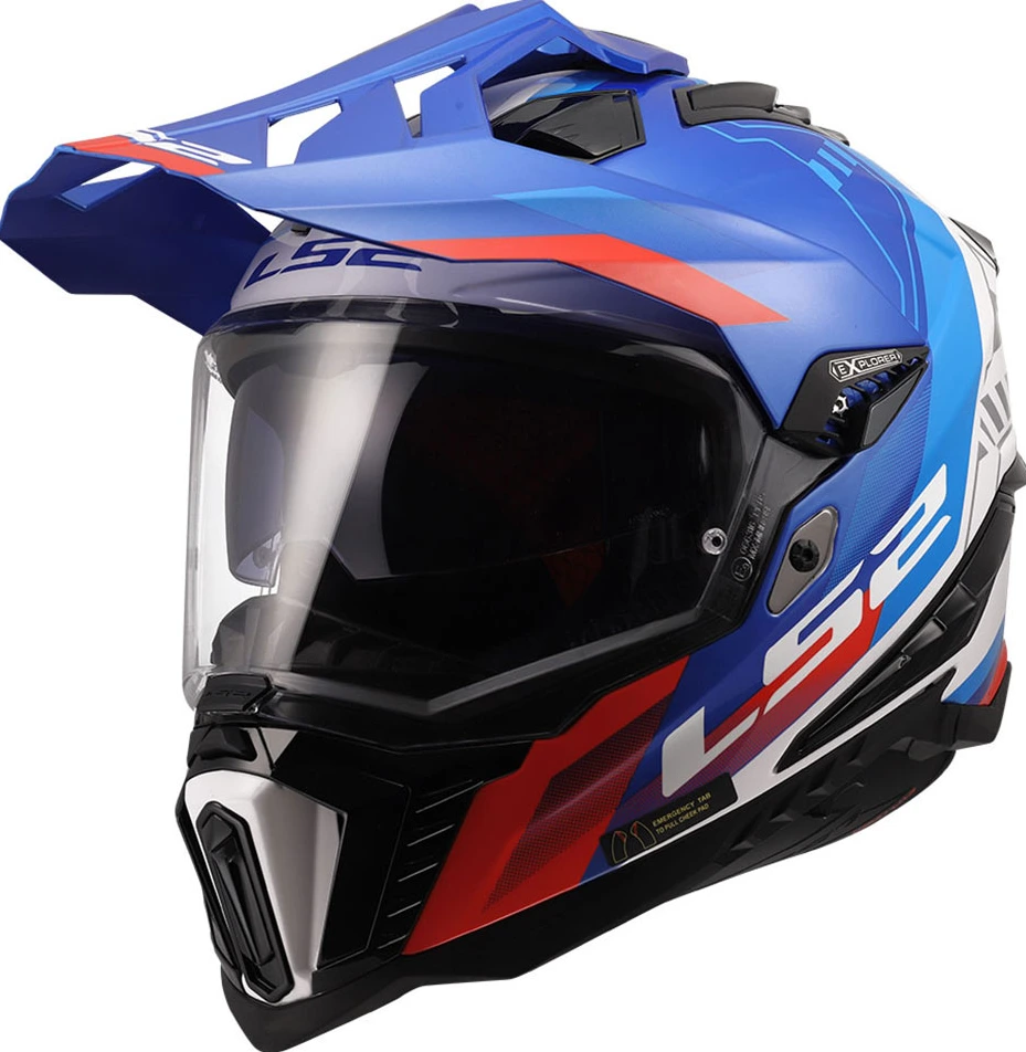 LS2 MX701 EXPLORER HEXA Helmet - 3XL, White Blue Red