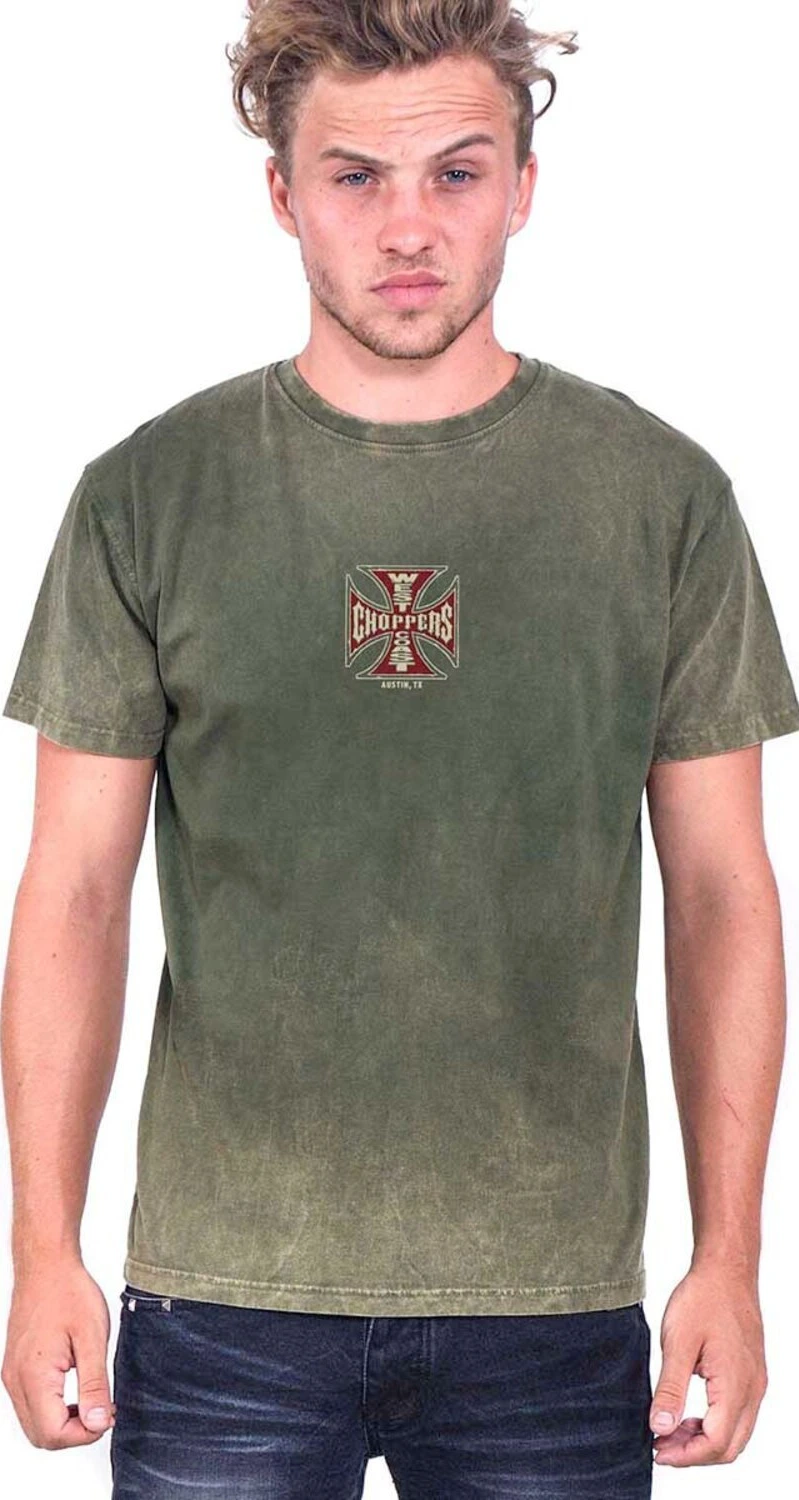 WCC Motorcycle Co. Vintage t-shirt, green wash, S