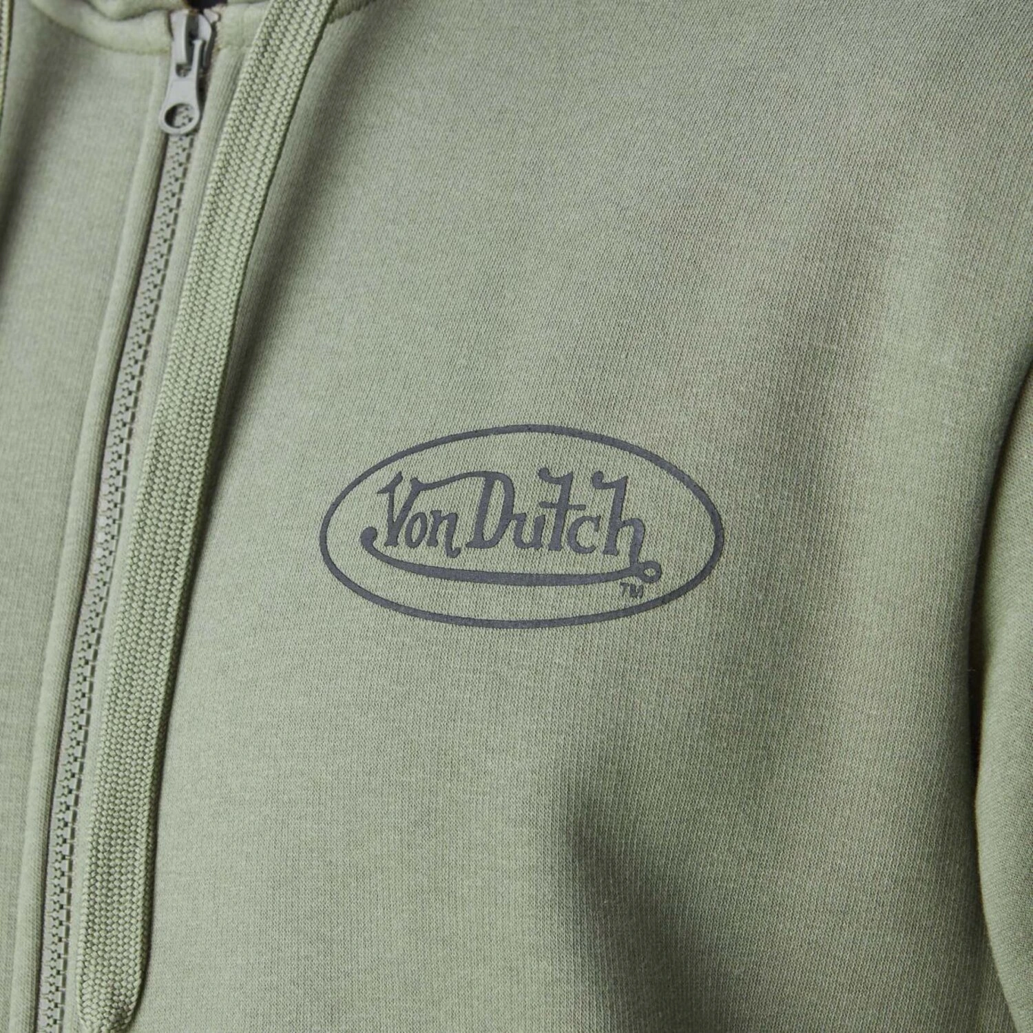 Von Dutch Logo zip hoodie, Khaki, S