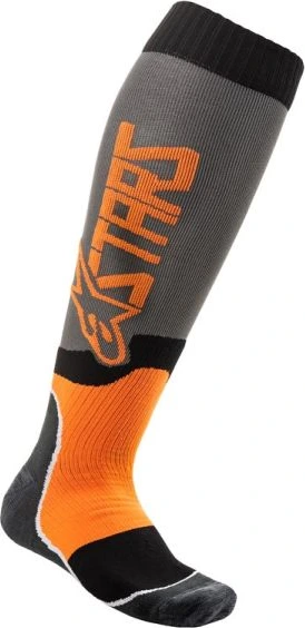ALPINESTARS MX Termo zeķes MX PLUS-2 tips vīriešu, krāsa fluoriscējoša/oranža/pelēka, izmērs S