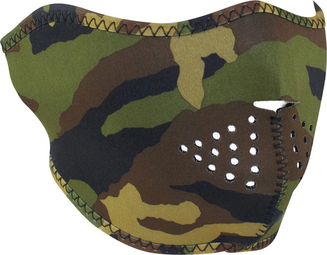 ZANheadgear Half Mask neoprene woodland camo, Multi-color, One size fits most