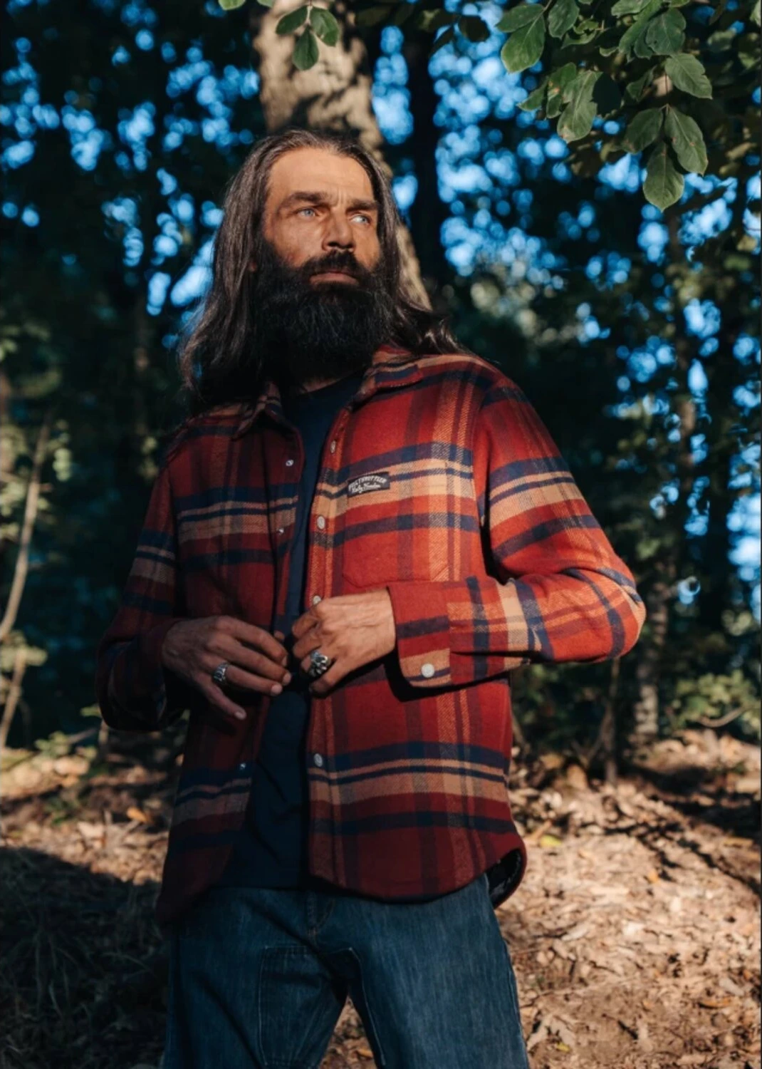 Holy Freedom Redford lined shirt, Red, M