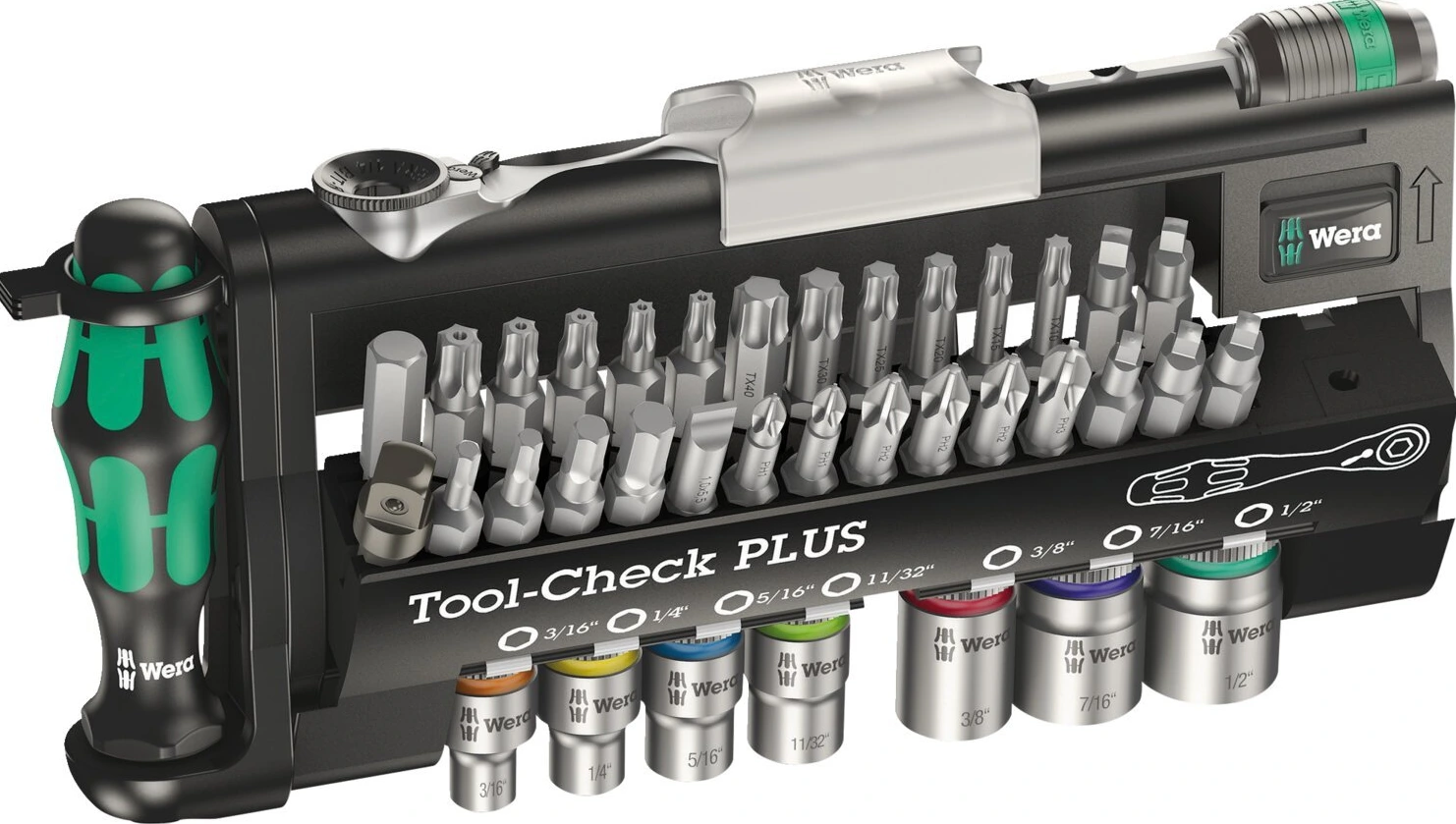 Wera tool-check plus imperial 1/4" drive - US sizes, Black, Brushed