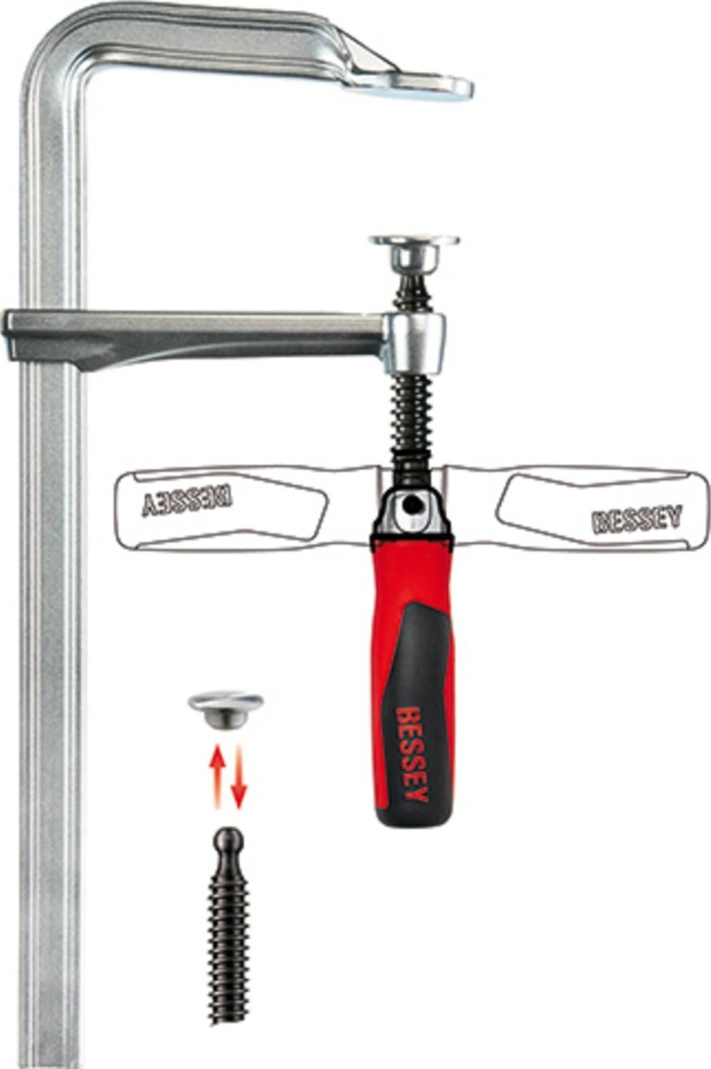 Bessey, Steel GZ skrūvspīles ar 90° salokāmu rokturi