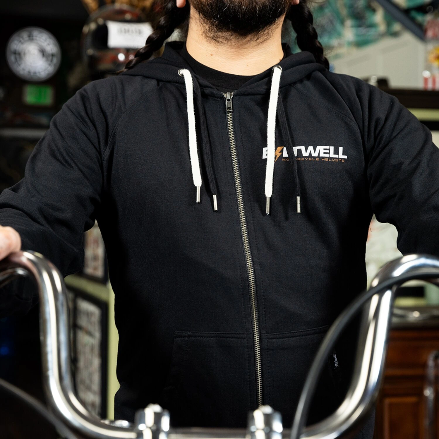 Biltwell Bolts zip hoodie, Black, S