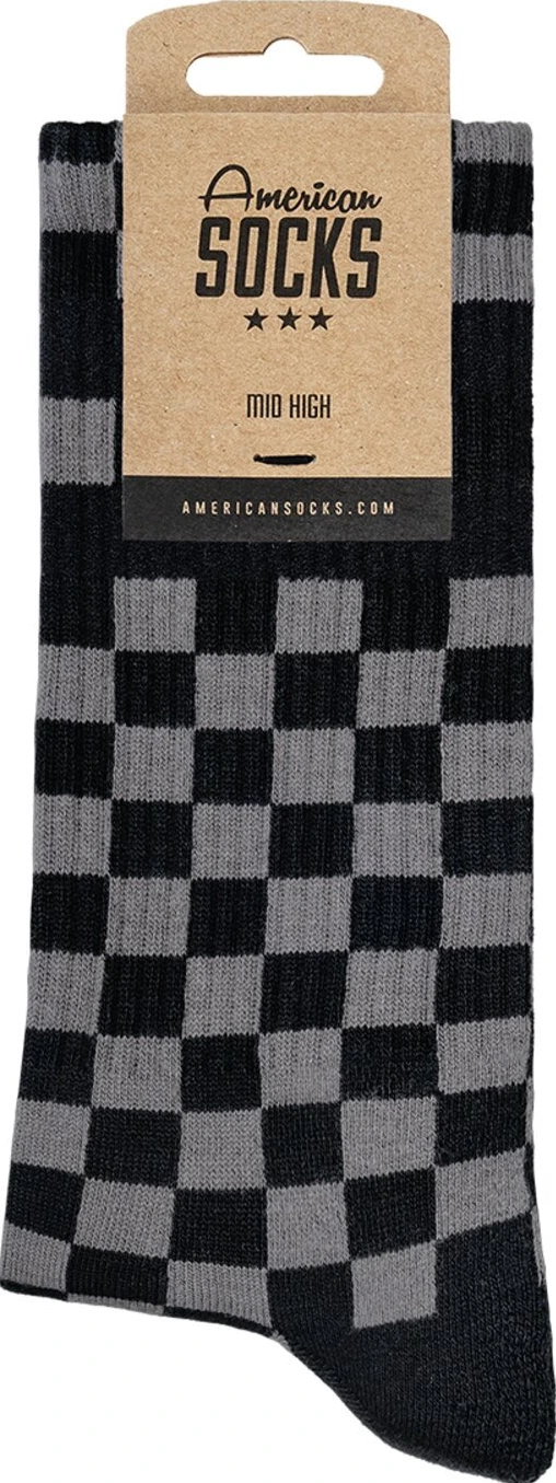 American Socks Checkerboard Mid High classic socks, Gray, One size fits most