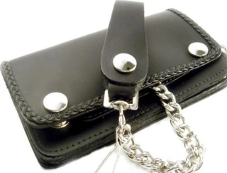 Amigaz Black Leather Biker Chain Wallet