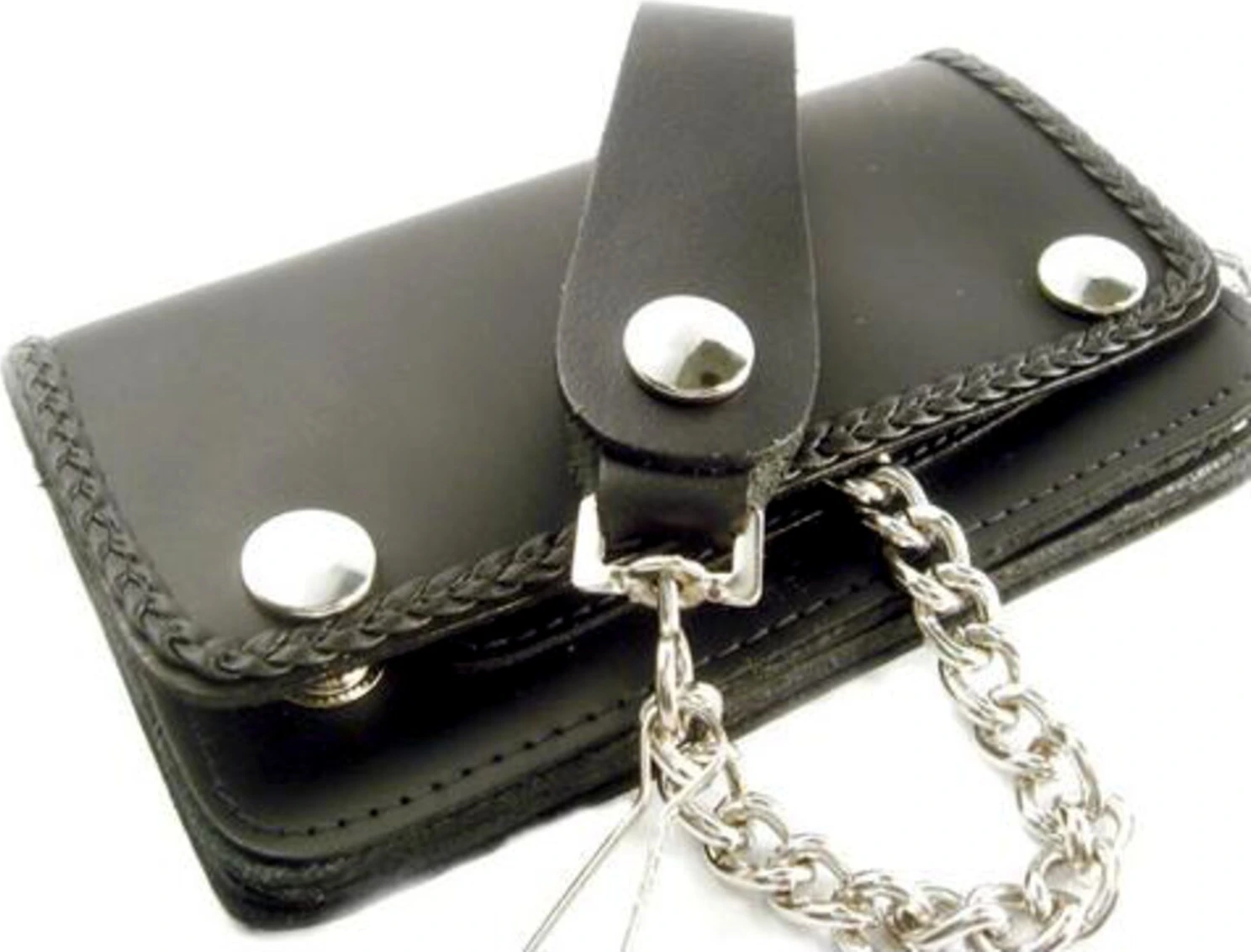 Amigaz Black Leather Biker Chain Wallet