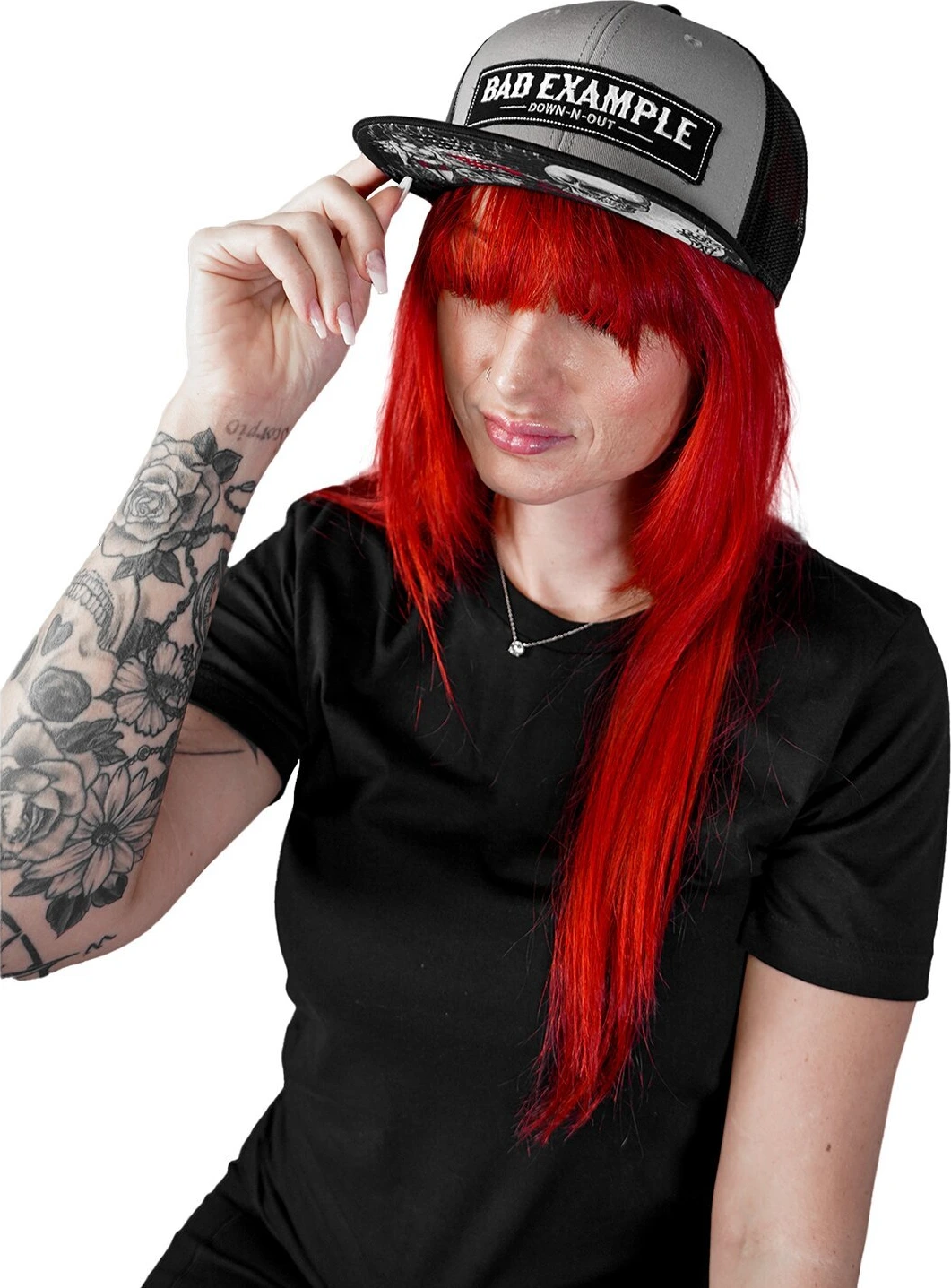 Down-n-Out Bad Example snapback cap, grey, black