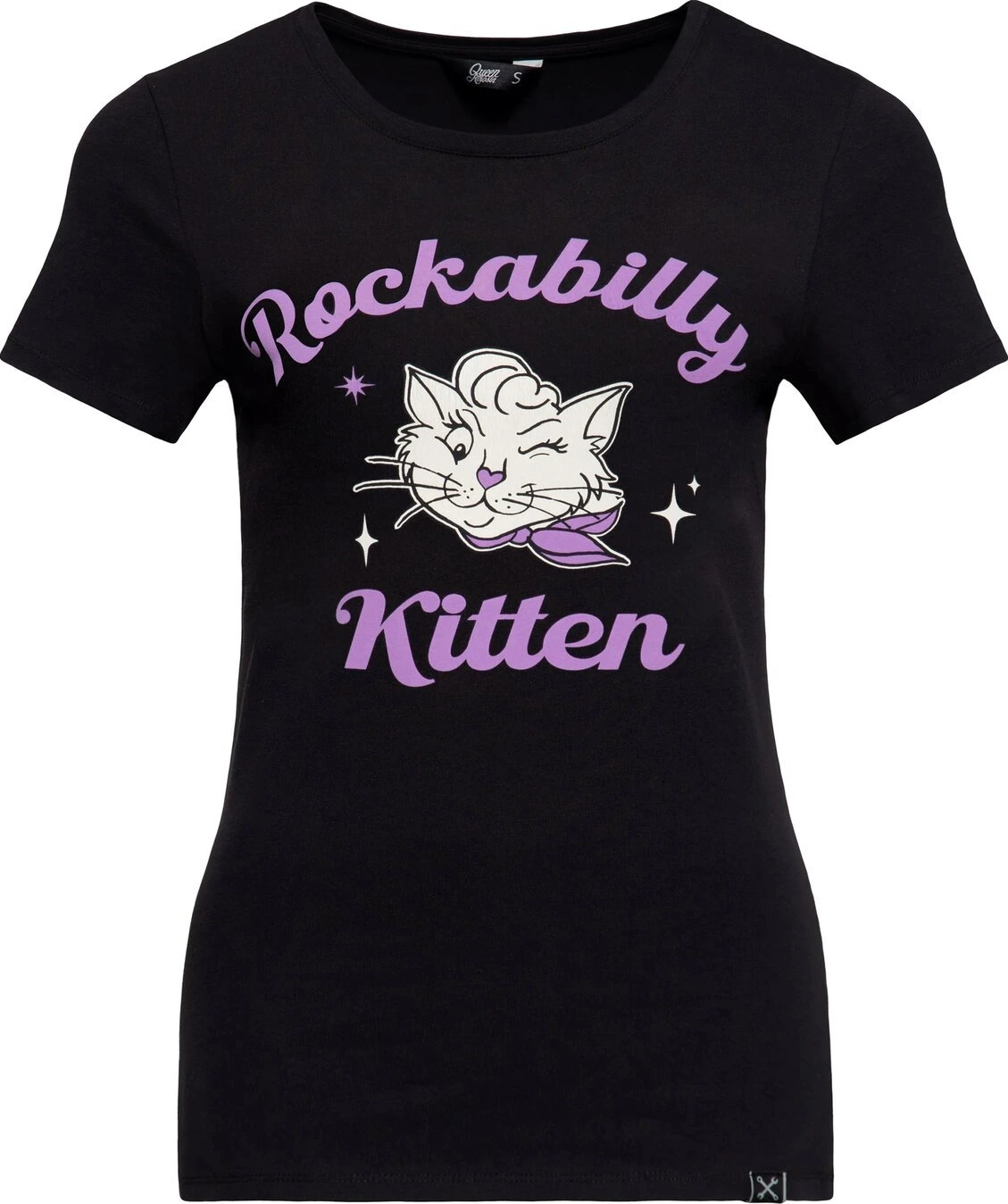 Queen Kerosin Rockabilly Kitten t-shirt, Black, M