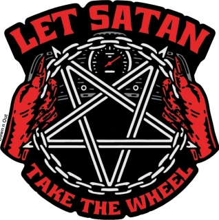 Down-n-Out Satan take the Wheel sticker