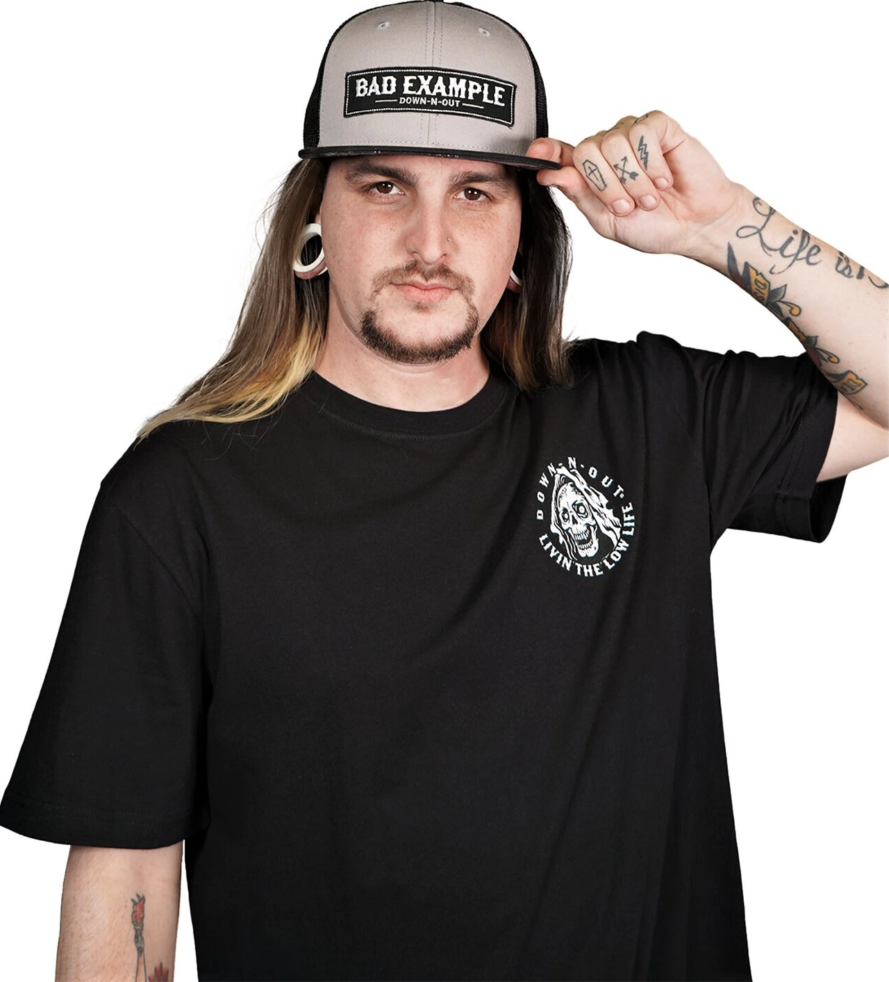 Down-n-Out Bad Example snapback cap, grey, black