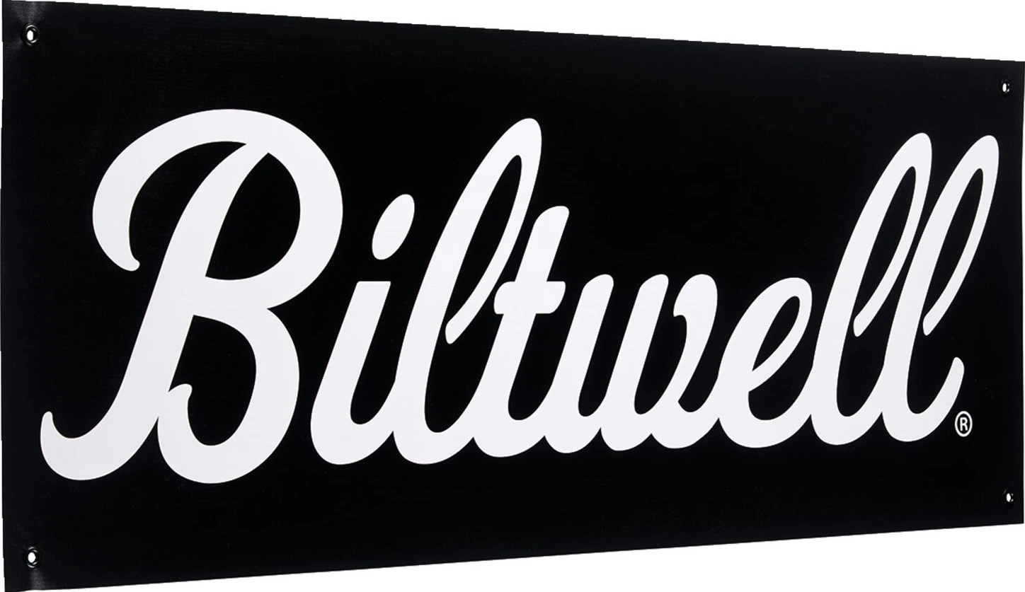Biltwell Script Shop banner, Black, white