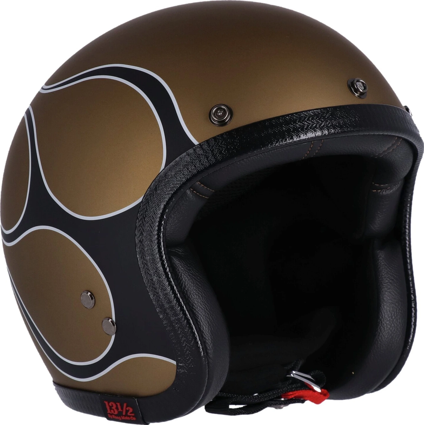13 1/2 Skull bucket helmet, flames Gold, Gold, 2XL, matt