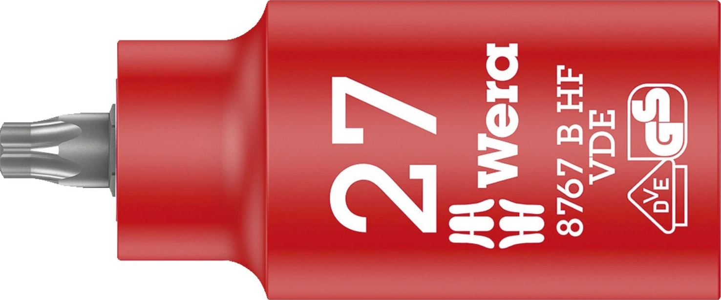 Wera HF Torx bit socket, insulated, size TX27, Red, 55 mm