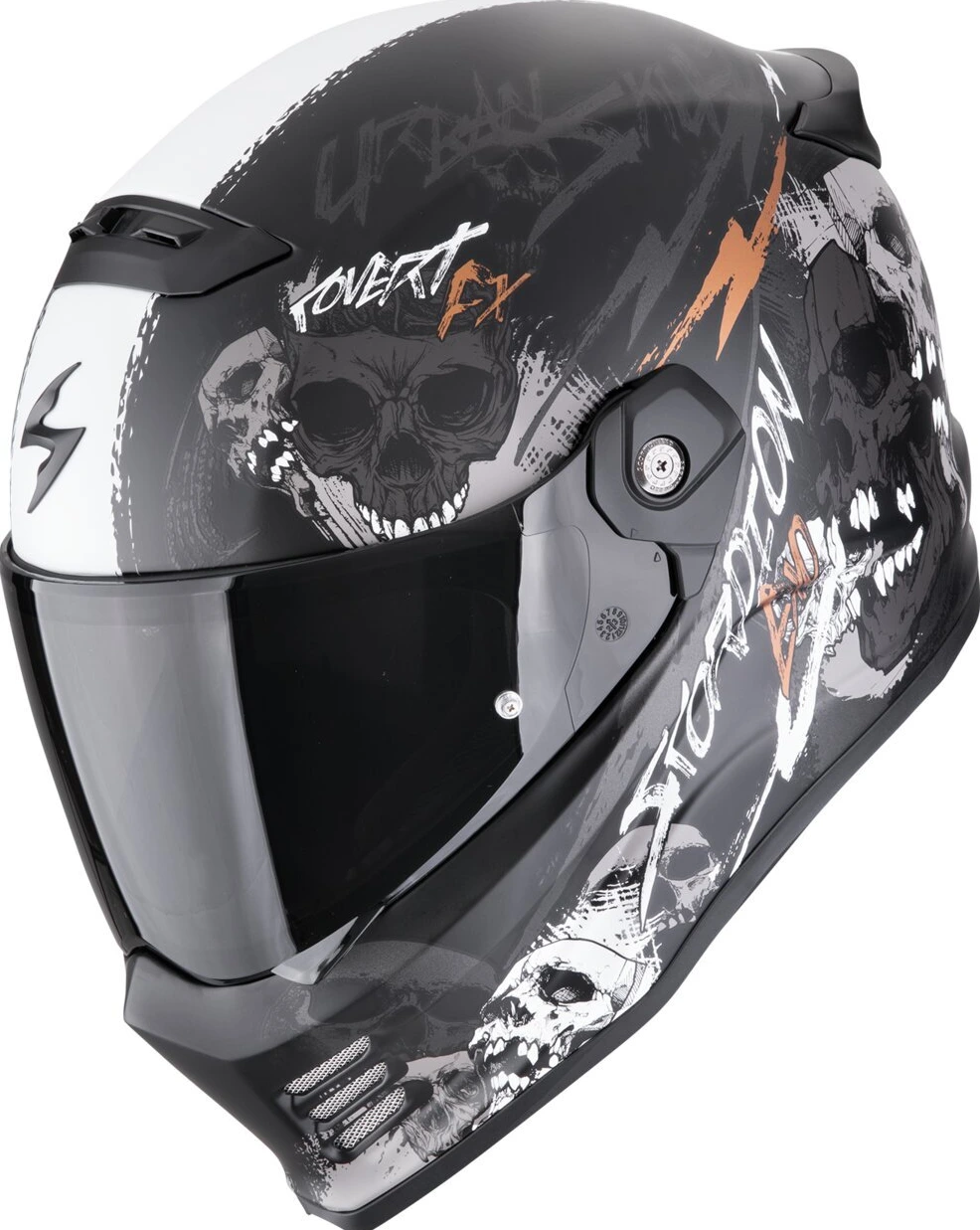 Scorpion Covert FX helmet skullz, Black, grey, gold, S, matt