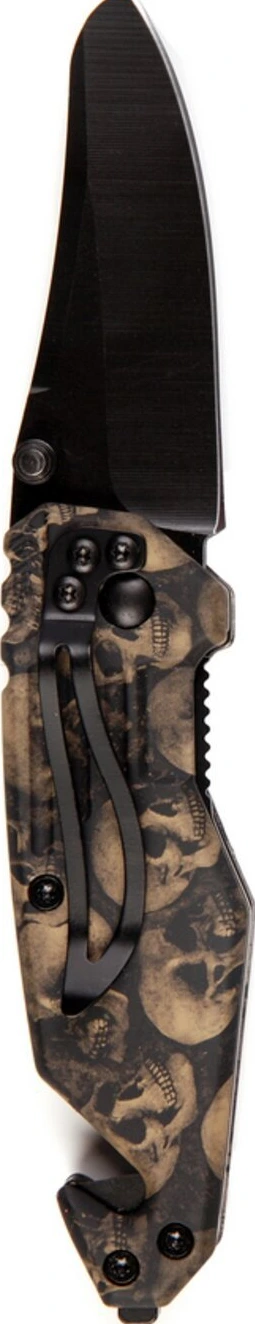 Knife skull & clip small, Black, brown