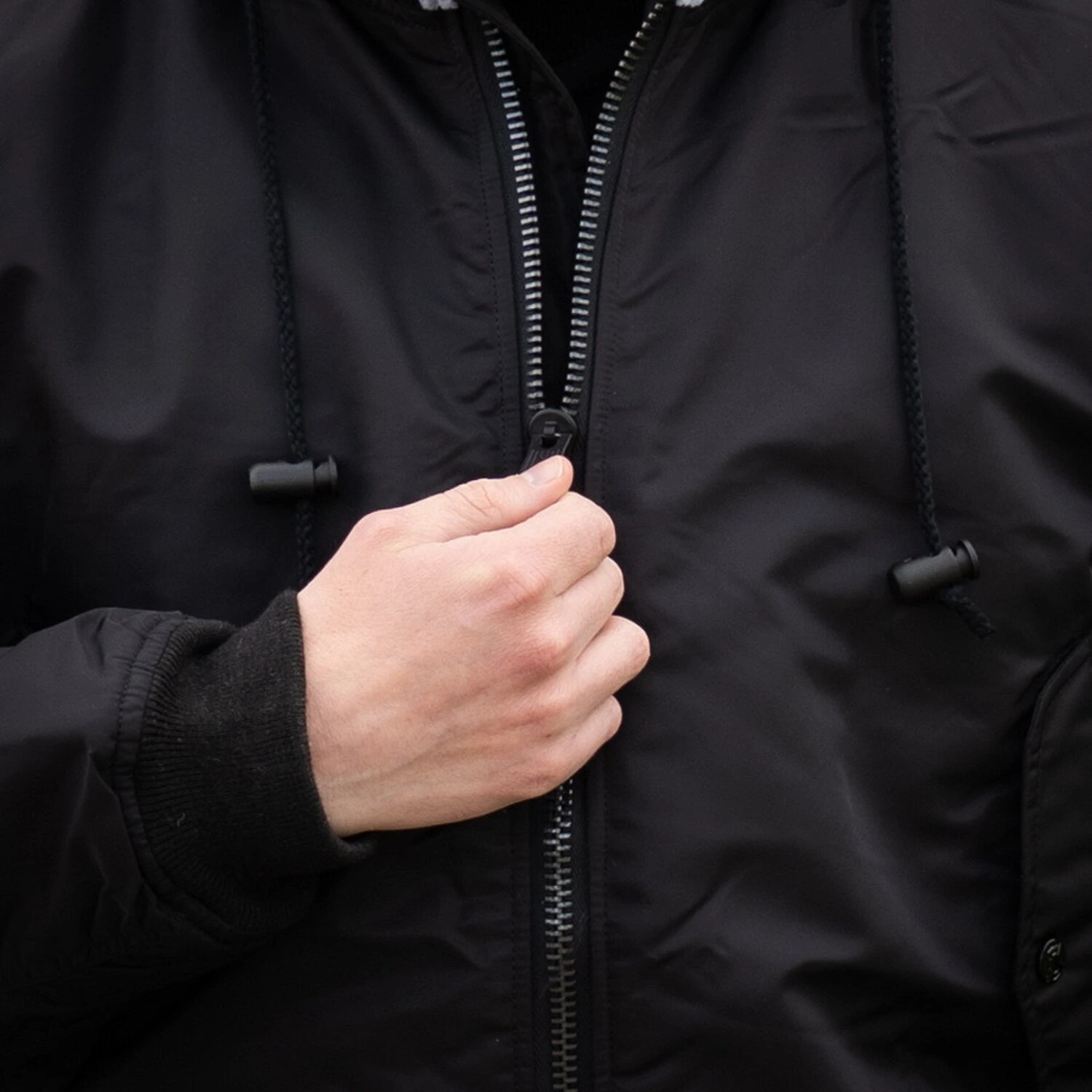 MA-1 Bomber hooded flight jacket, Black, S