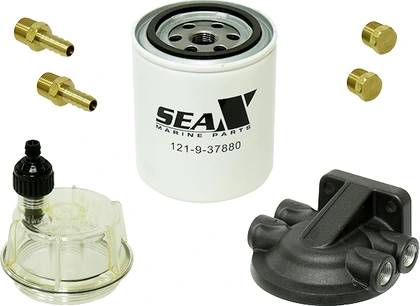 Sea-X fuel water separating filter w/clear bowl & bracket 3/8