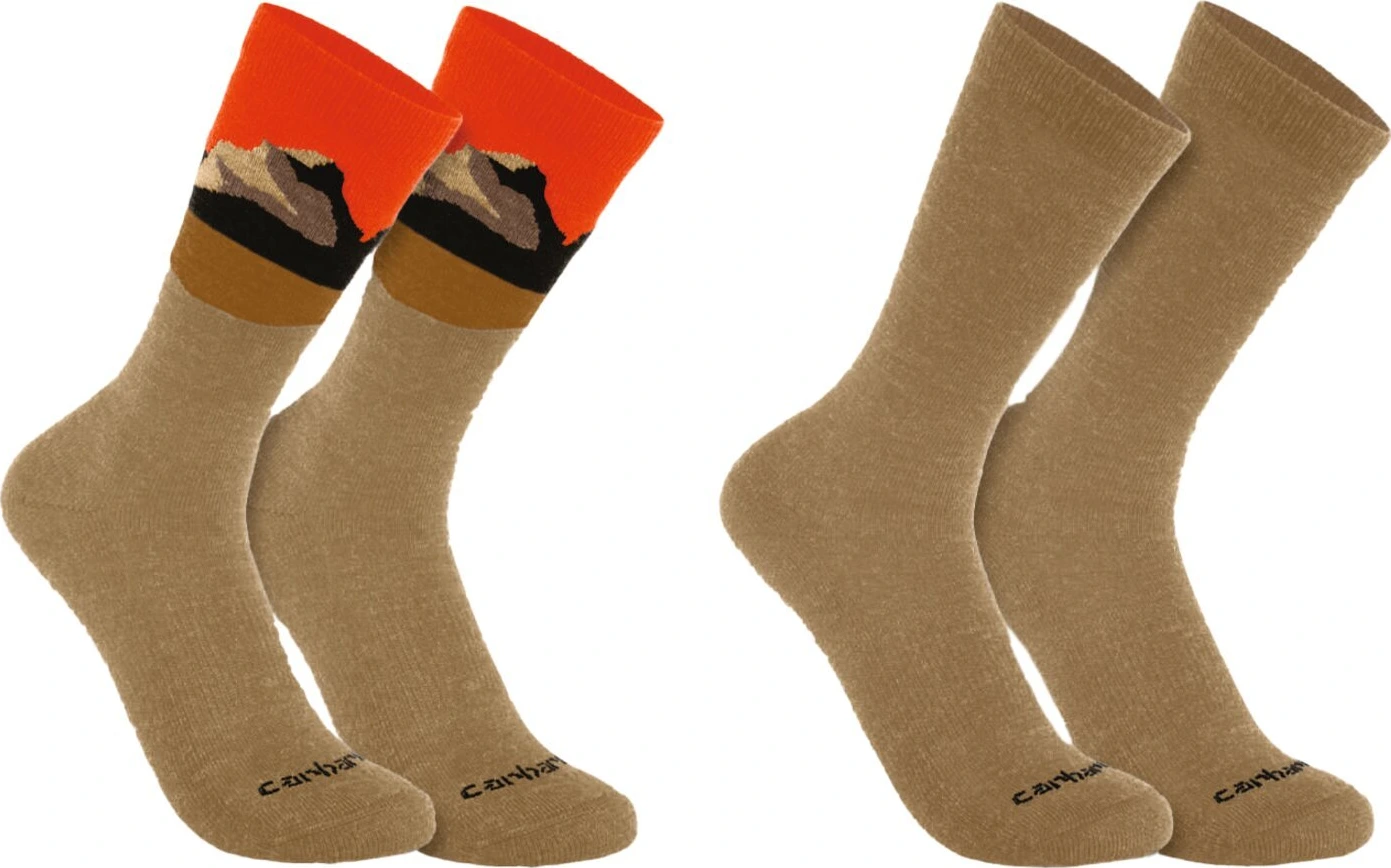 Carhartt Wool Blend Mountain Crew sock 2 Pack assorted3, Khaki, XL