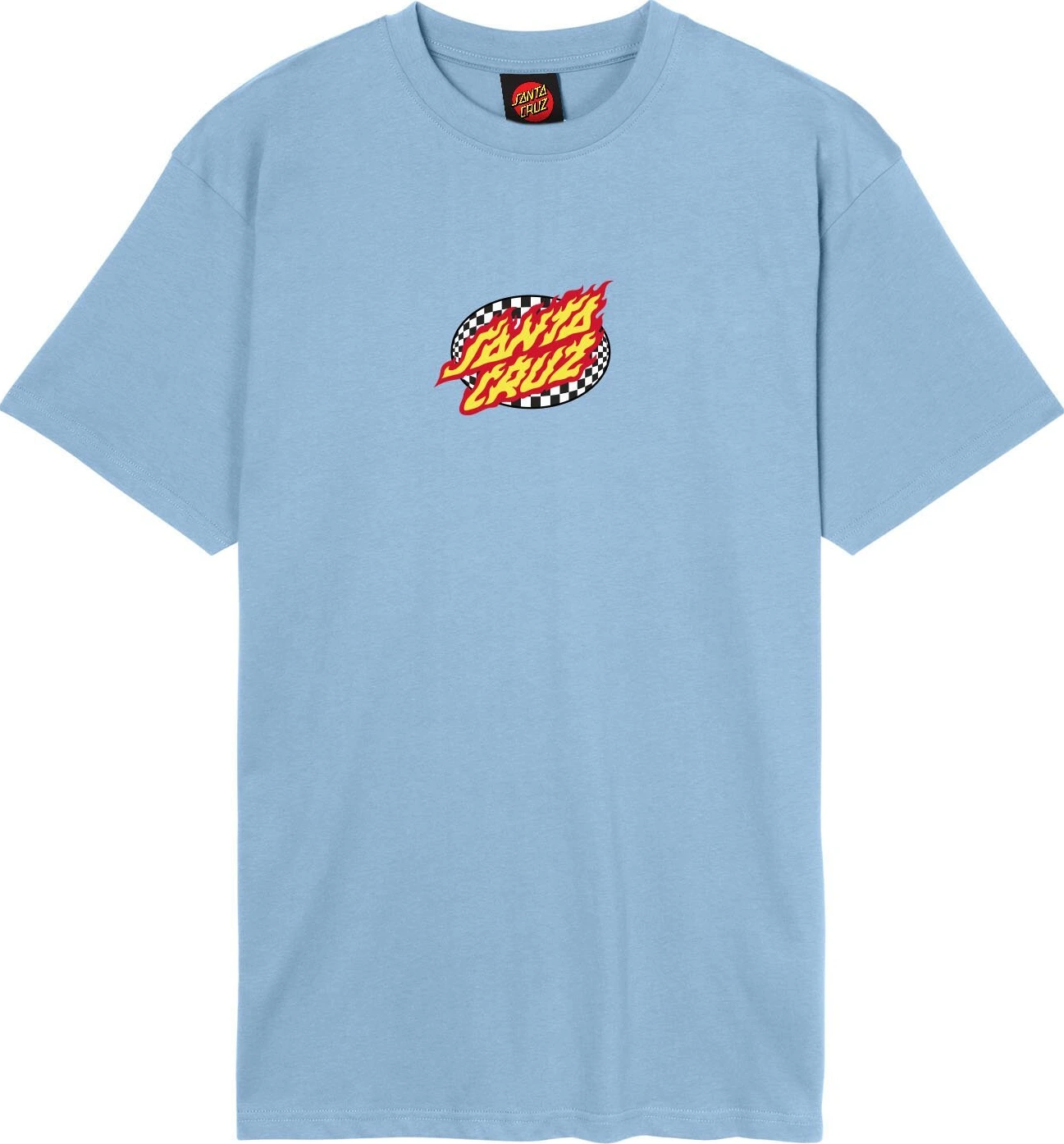 Santa Cruz Oval Check Flame Front t-shirt crystal blue, M