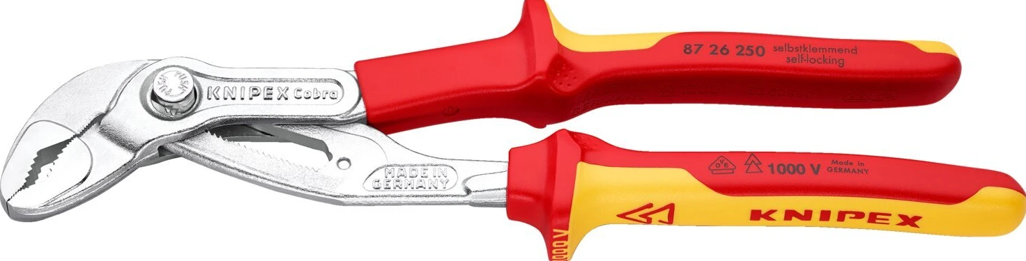 Knipex water pump pliers Cobra 250mm VDE, Red, Chrome