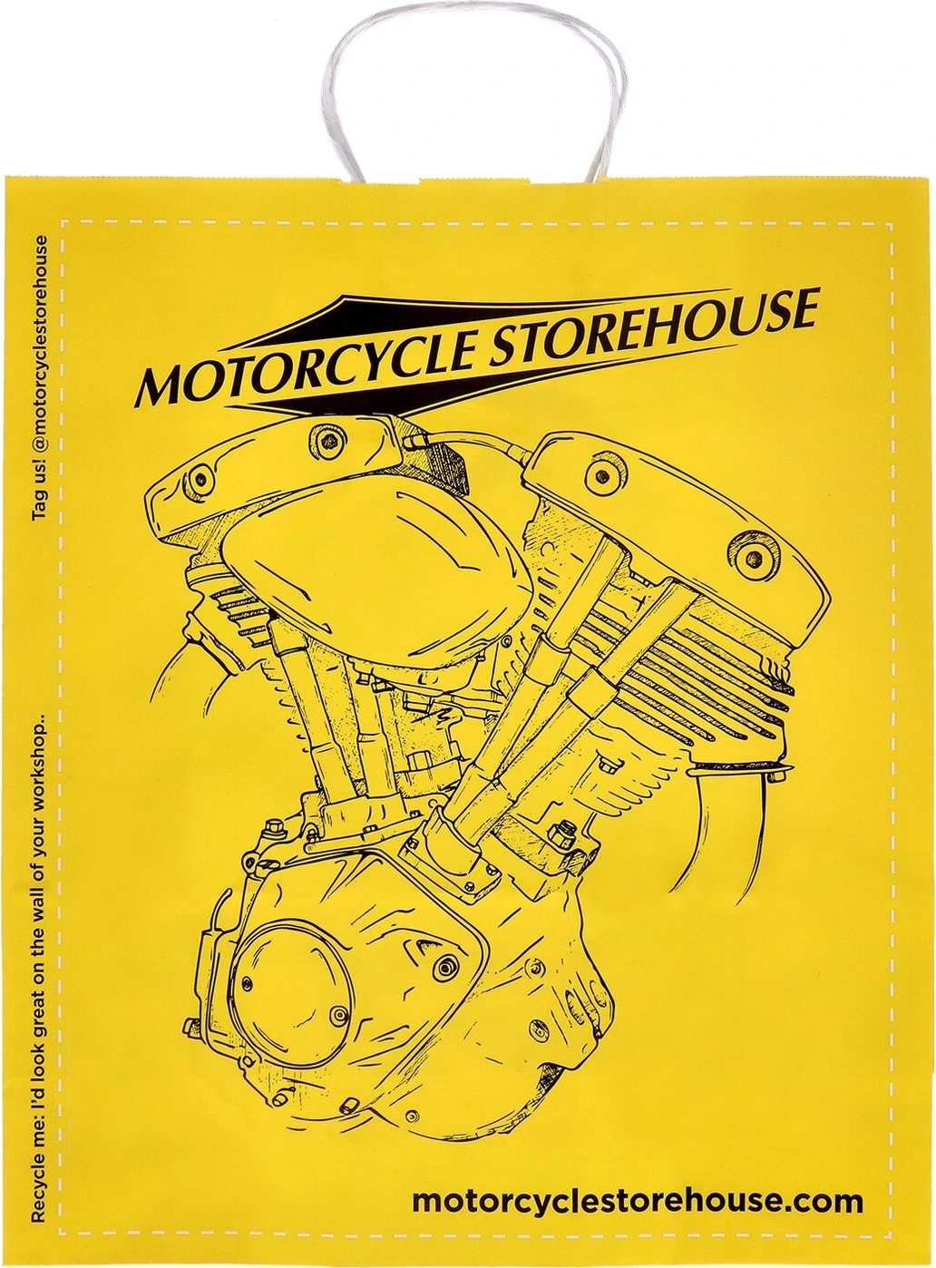 Motorcycle storehouse, logo carrier bag paper