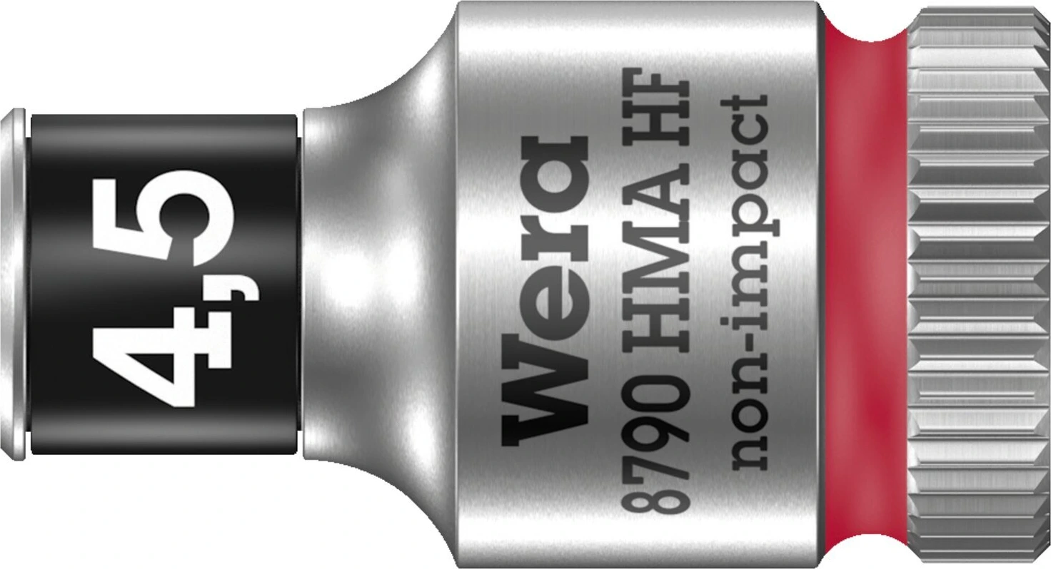 Wera Zyklop 1/4" socket with holding function - Metric 4.5, 4.5 mm, Chrome
