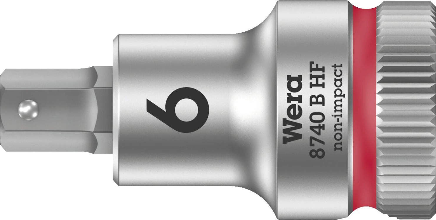 Wera Zyklop 3/8" Hex socket bit with holding function Metric, 6 mm, Brushed