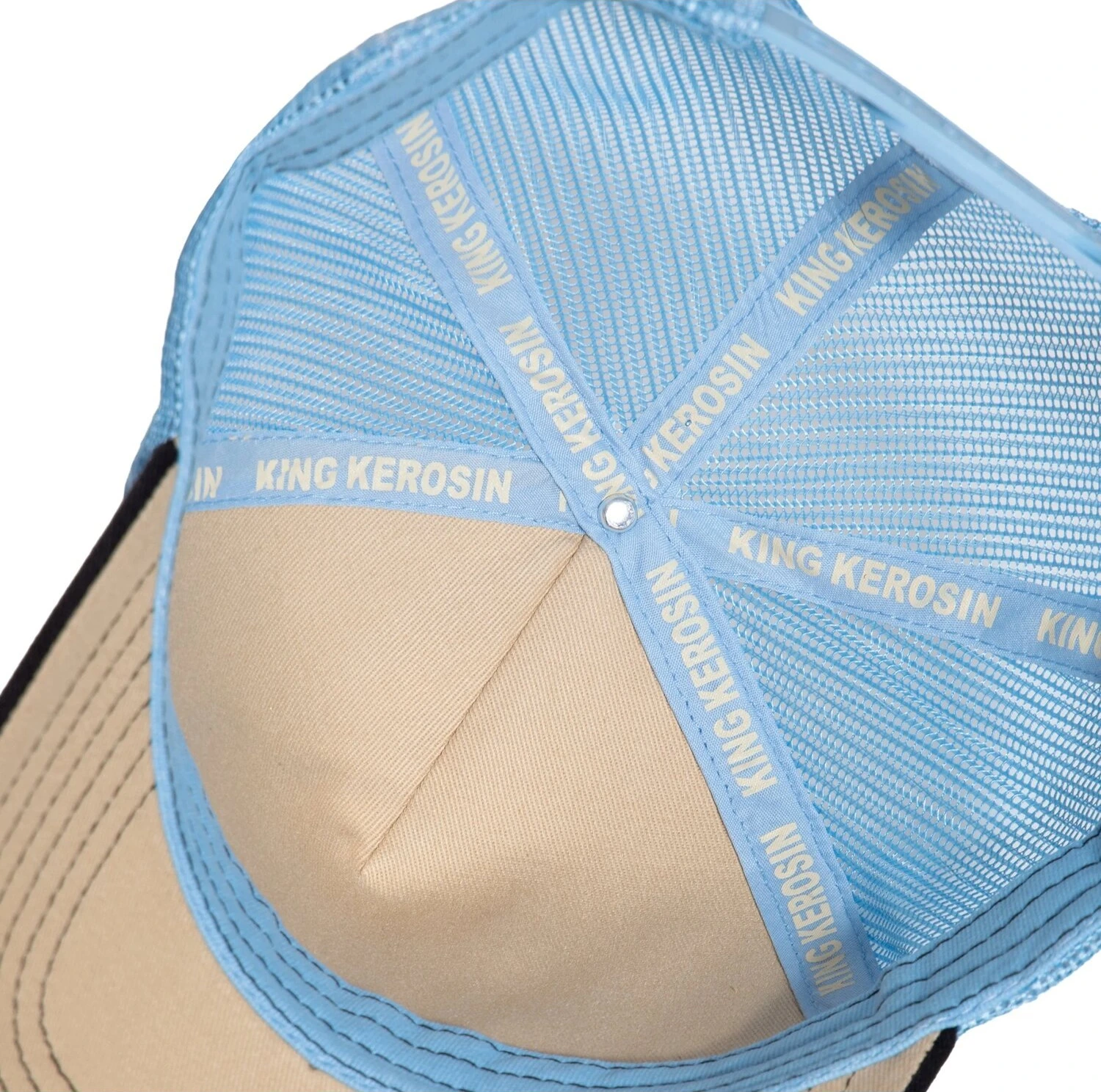 King Kerosin Motorcycle parts cap, Beige, light blue