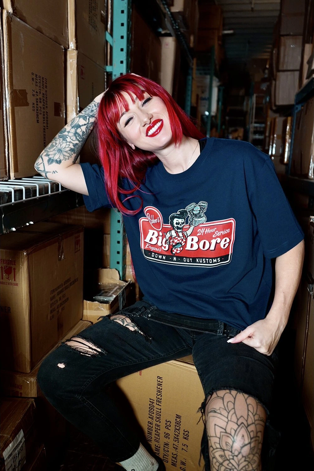 Down-n-Out Big Bore t-shirt, Navy, blue, M