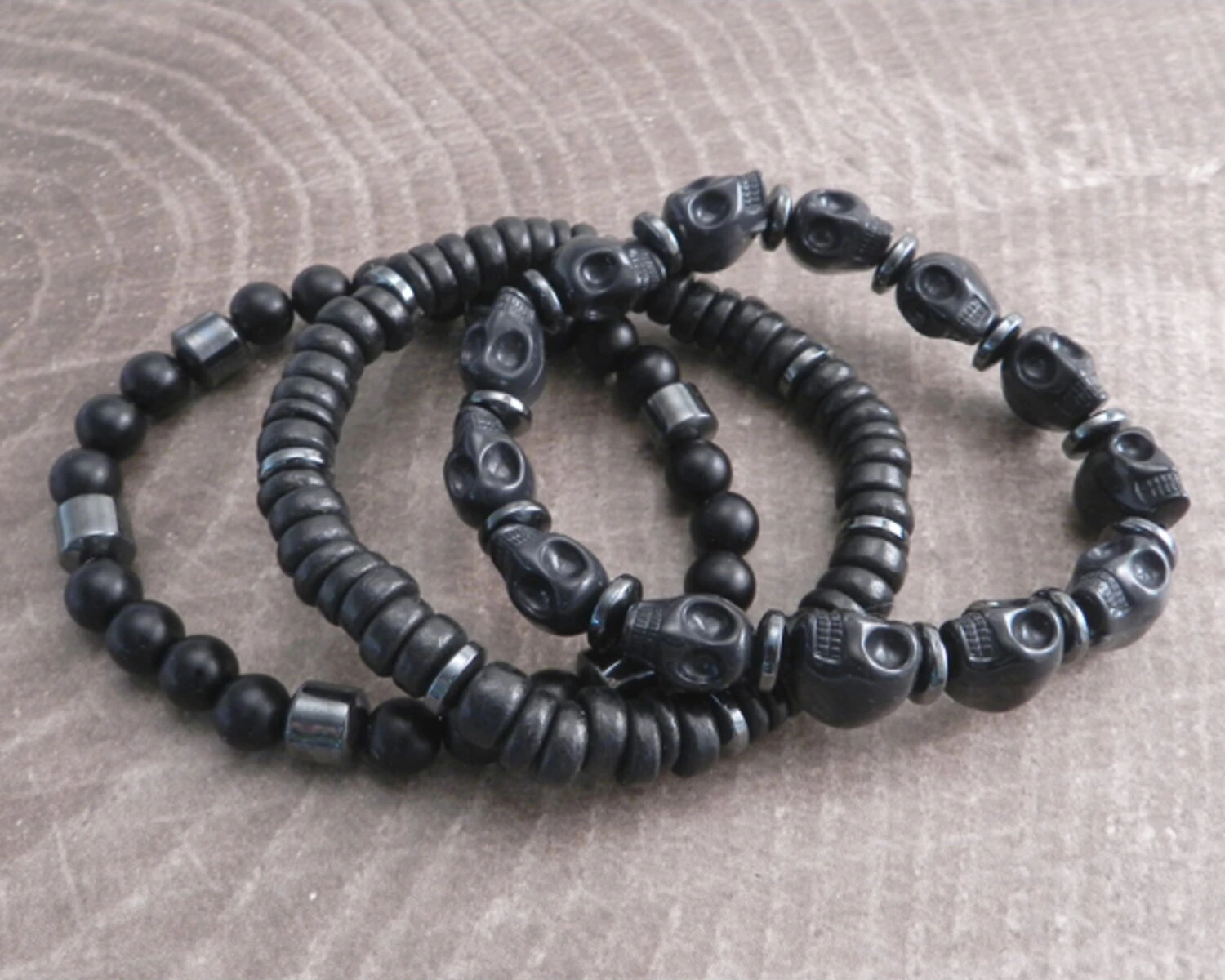 Amigaz Stone Skull 3 pack with Hematite Accent
