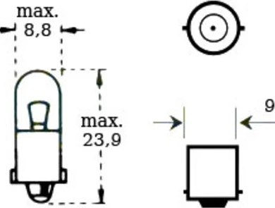 Lemputė 12v 3w Ba 9s