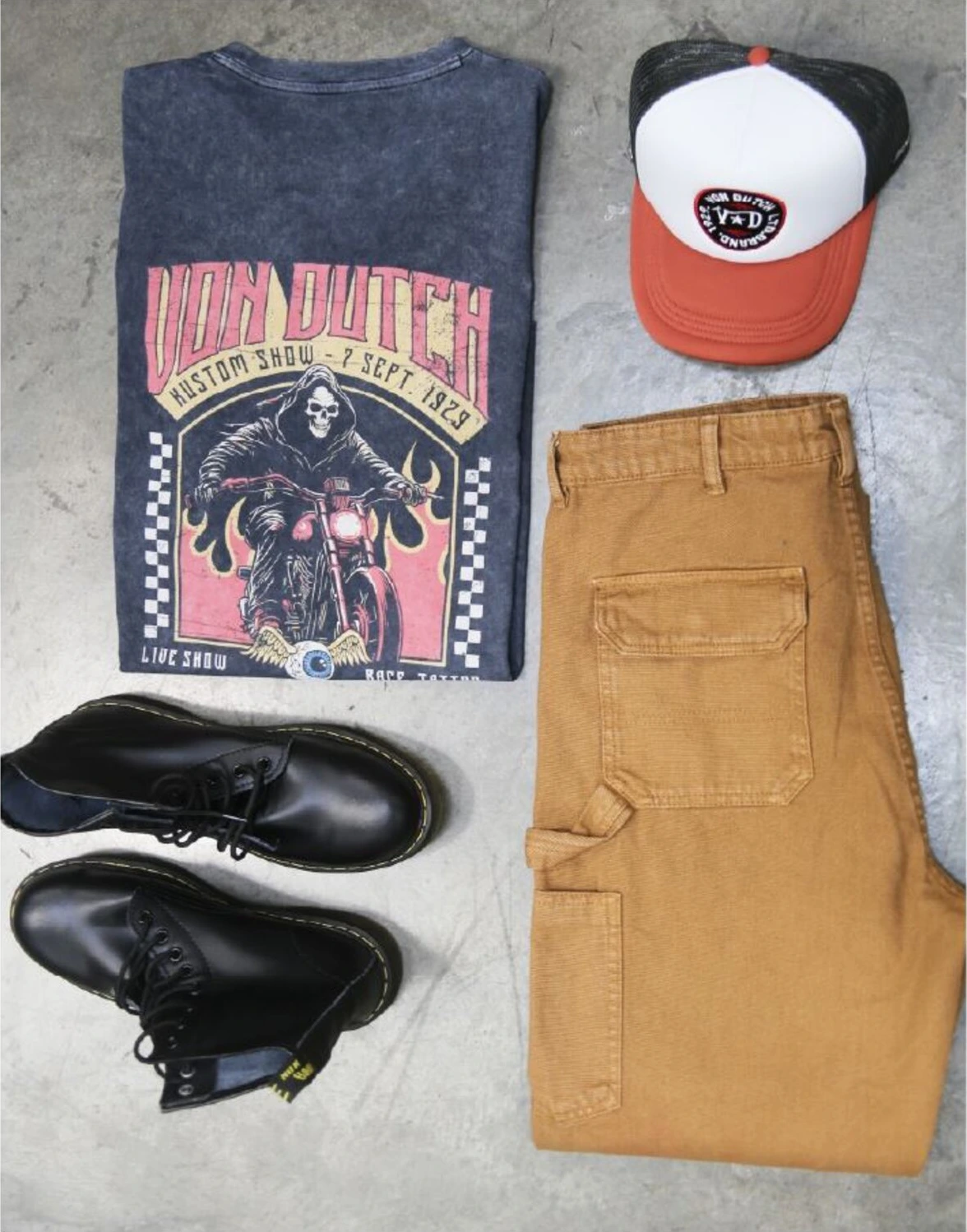 Von Dutch Reaper t-shirt, washed Black, Black, 2XL