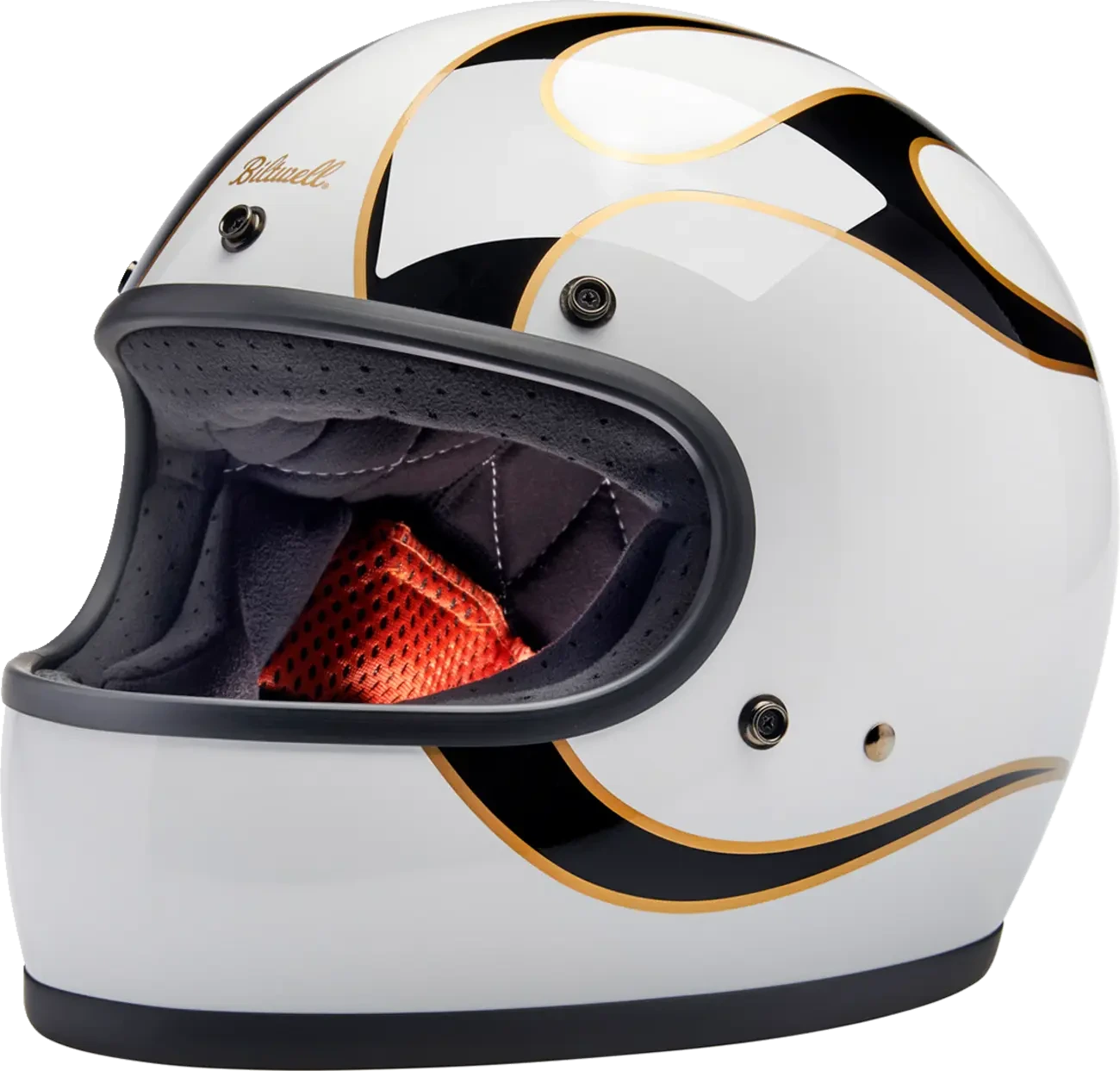 HELMET GRINGO GLOSS WHITE/BLACK W/ FLAMES FLAM MD