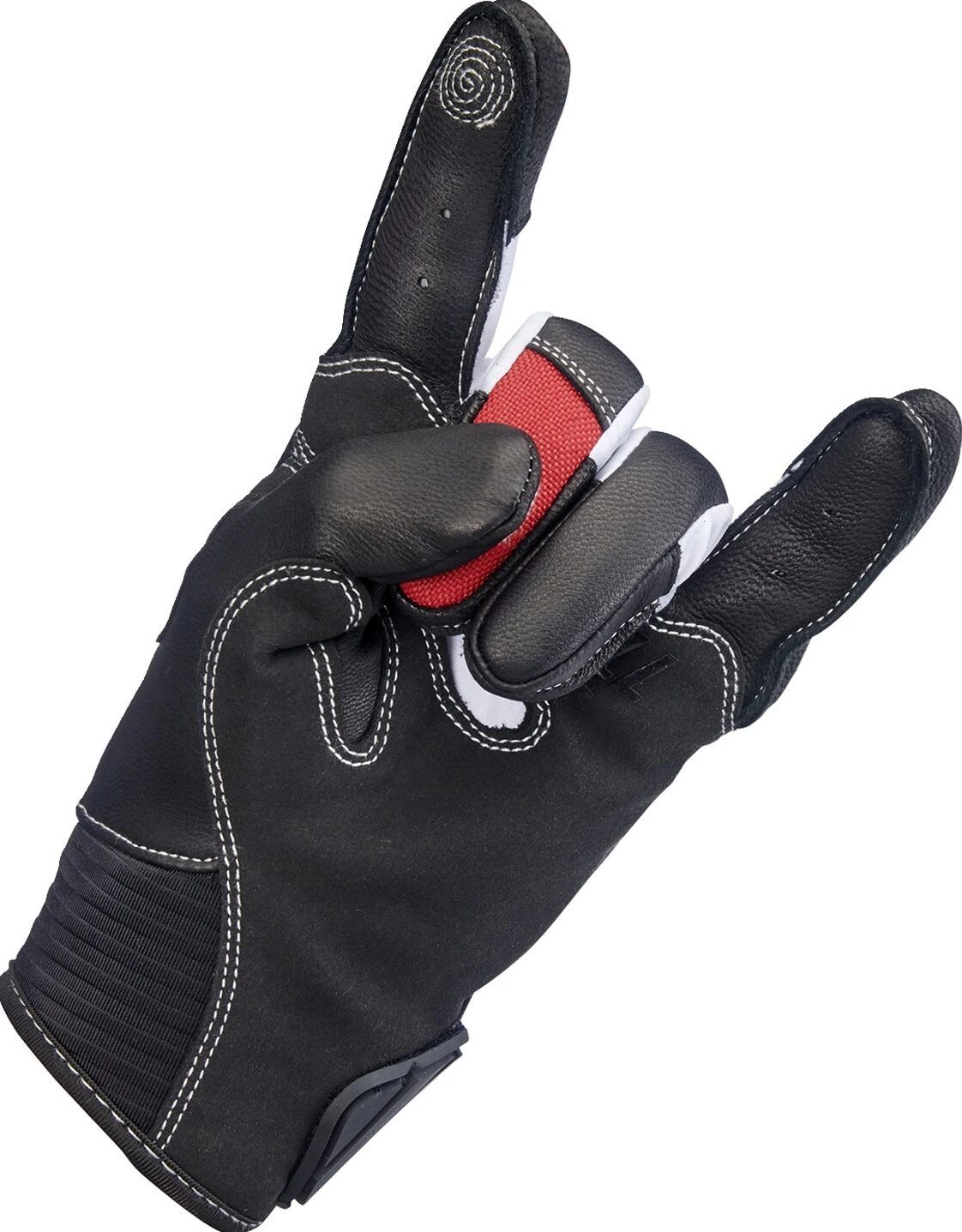 Biltwell Bridgeport gloves, red, Black, XS