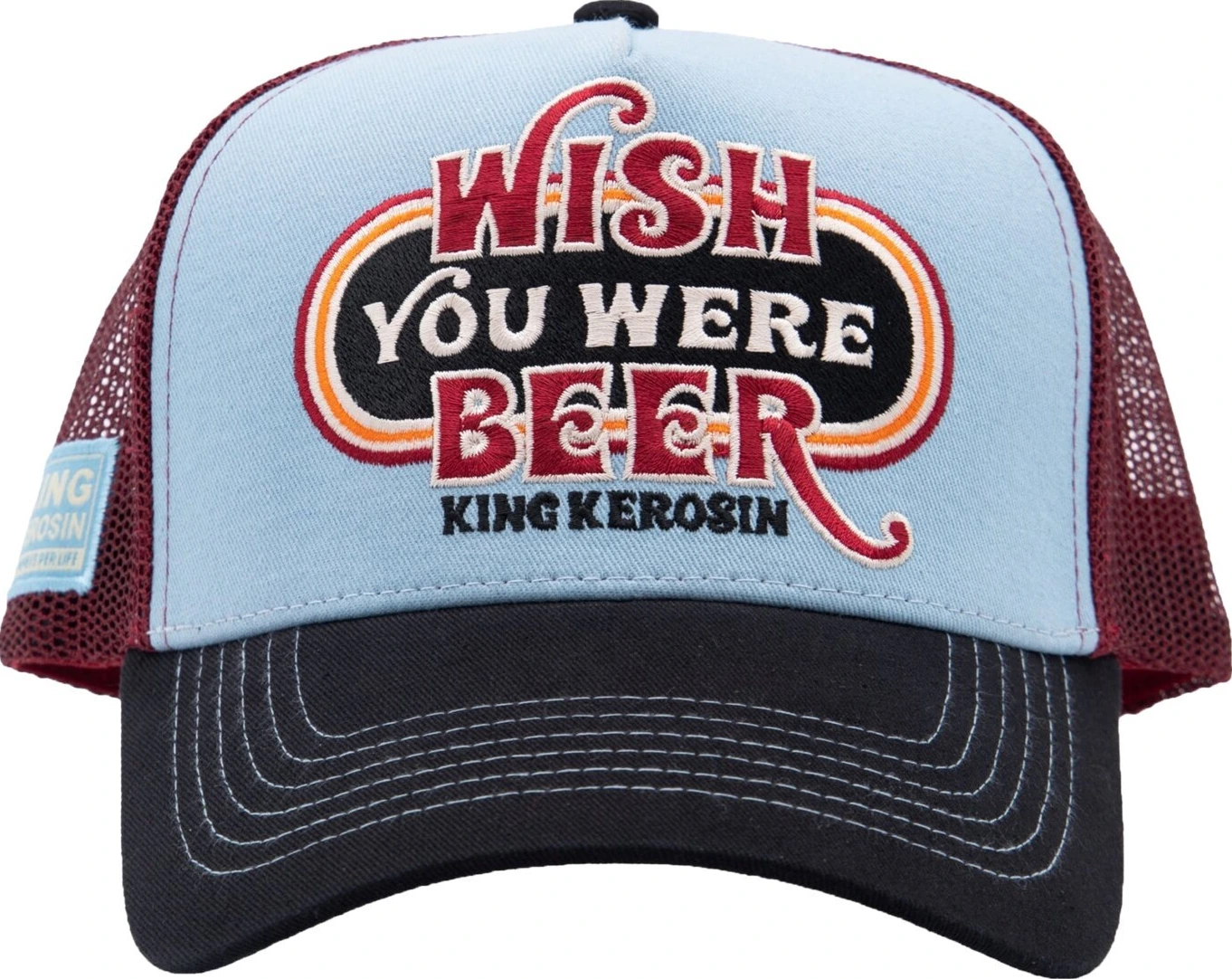 King Kerosin Wish You Were Beer trucker cap skyblue, black
