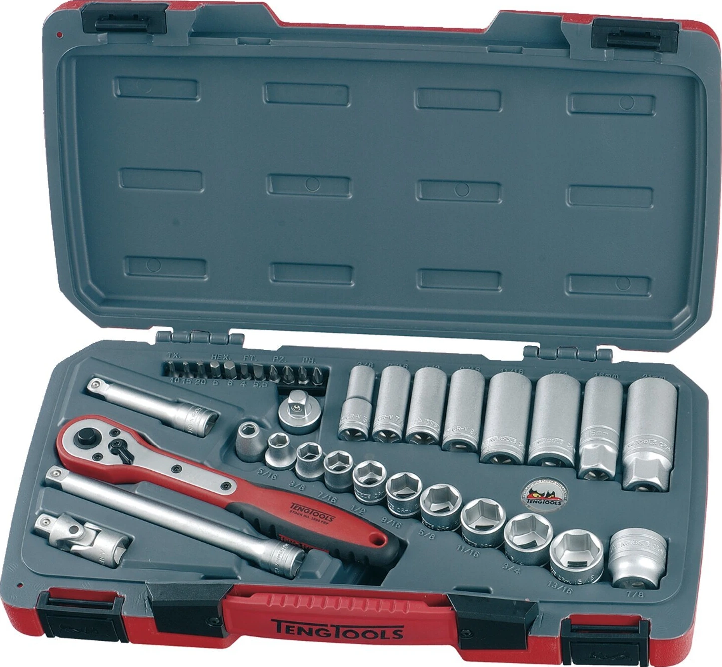 Teng Tools, 3/8 collu uzgriežņu atslēgu komplekts. ASV 35 gab.