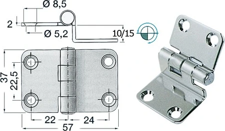 S.S hinge 57x37x10