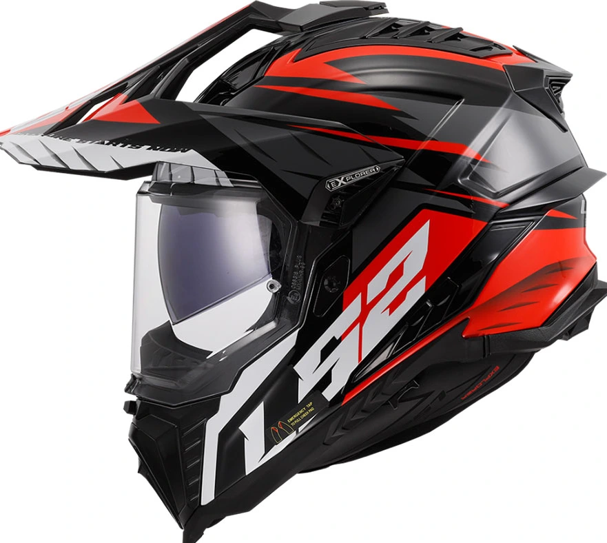 LS2 MX701 EXPLORER SPIRE Helmet - Black Titanium Red, L