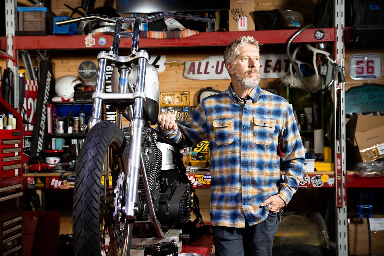Biltwell HI Test Flannel shirt, baja Blue, 3XL