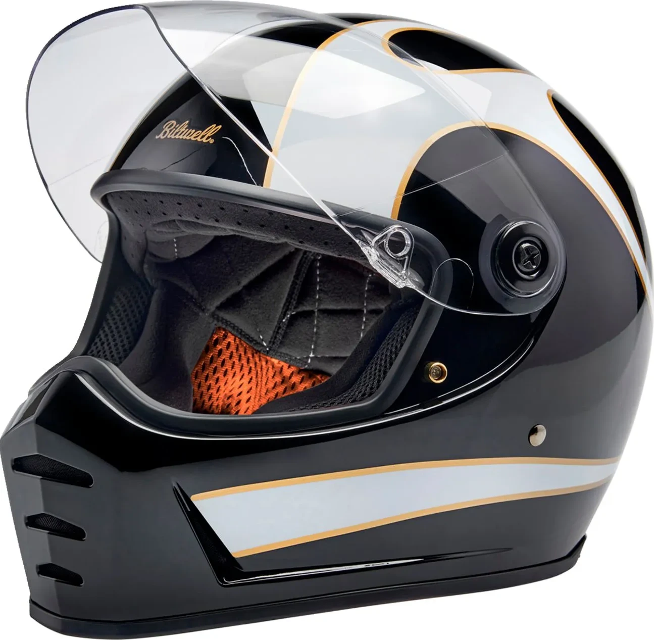 HELMET LANESPLITTER GLOSS BLACK/WHITE W/ FLAMES SM