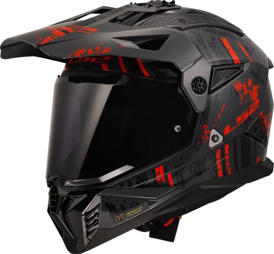 LS2 MX702 PIONEER II CRAZY helmet - XS, Matt Black Red