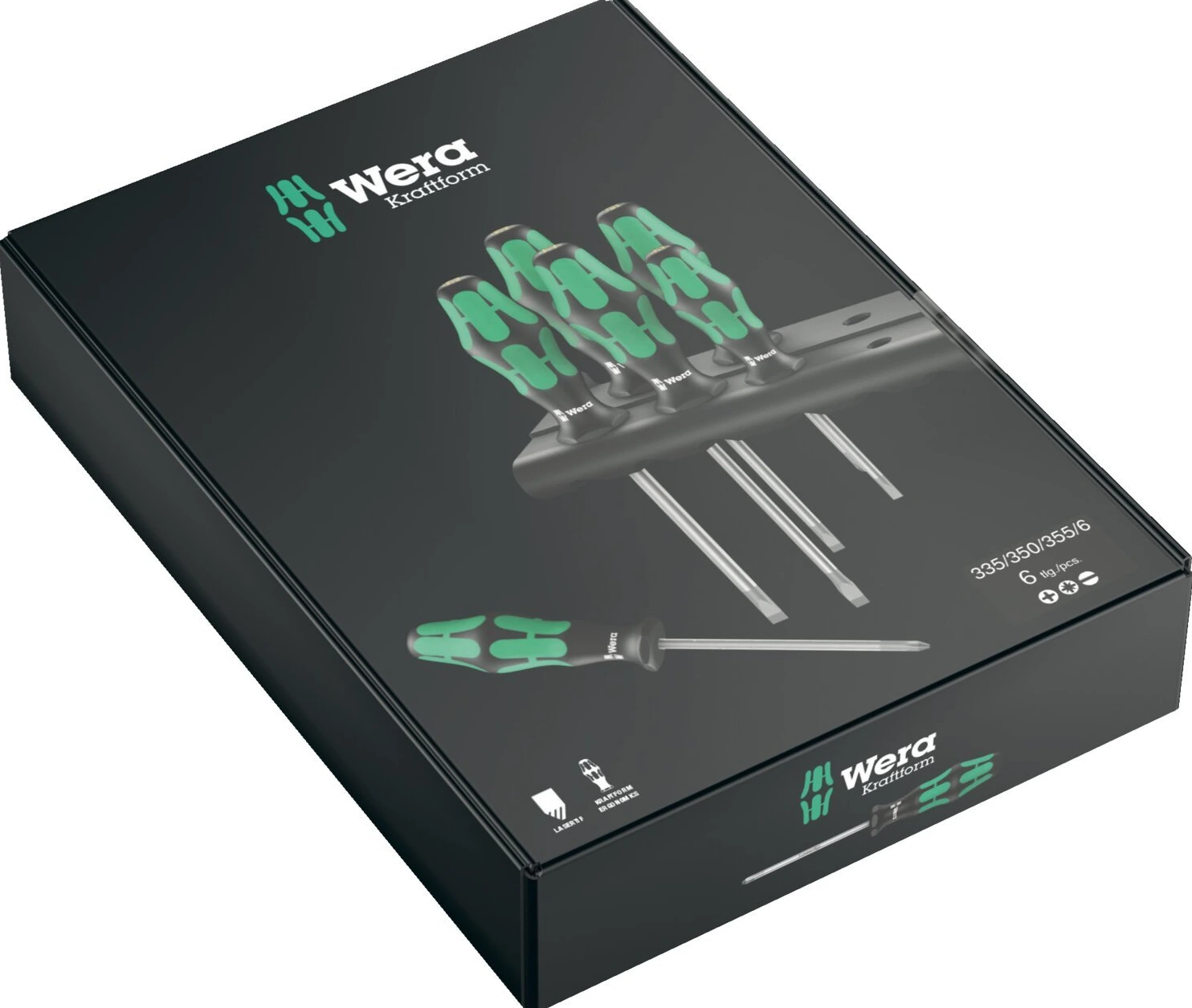 Wera screwdriver set 6 pcs. Kraftform 300 plus, Black, Chrome