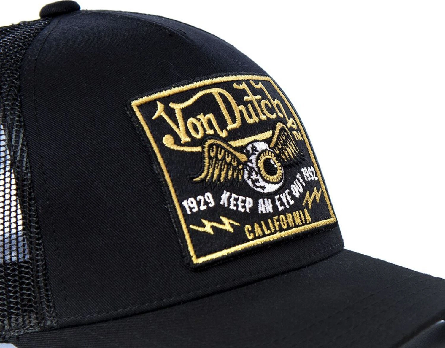 Von Dutch Heritage cap square patch eyes, gold, Black
