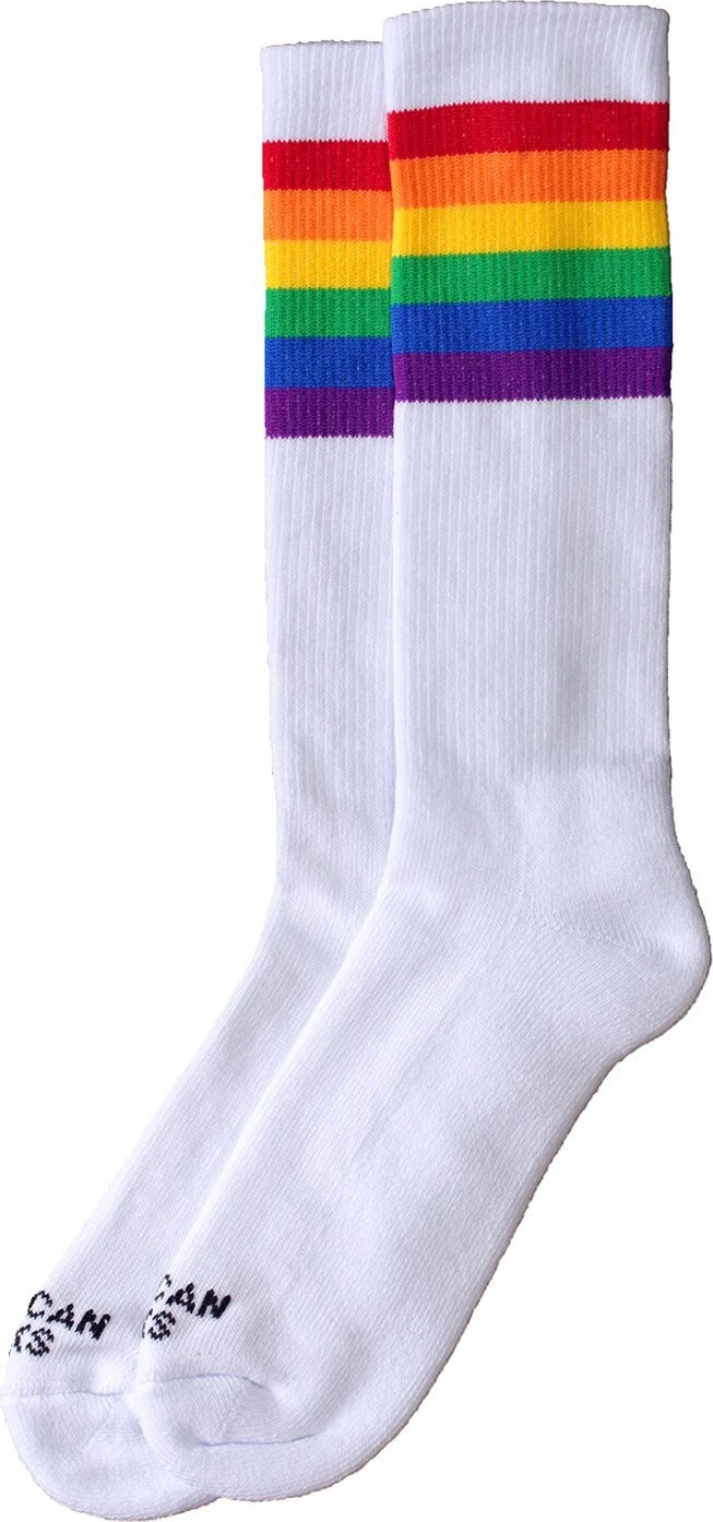 American Socks Rainbow Pride Mid High classic socks, White, One size fits most