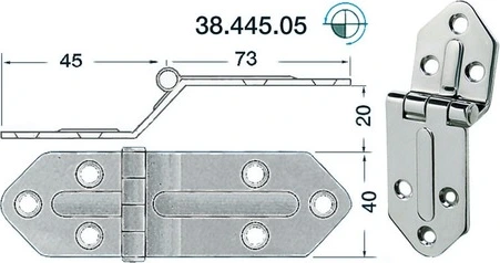 SS hinge w/release pin 118x40