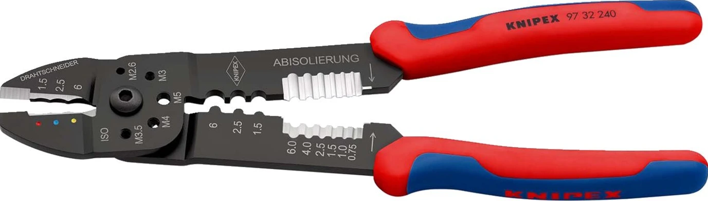 Knipex, crimping pliers. 240mm long, 300 gram, Black