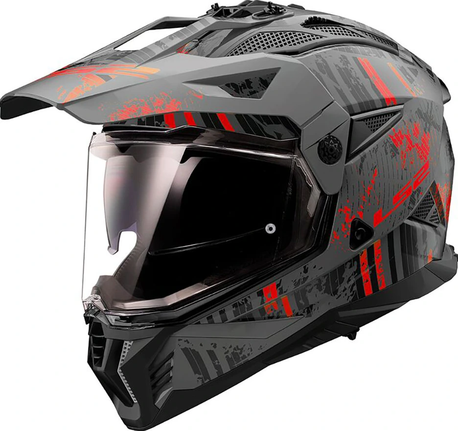 LS2 MX702 PIONEER II CRAZY helmet - XS, Matt Black Red