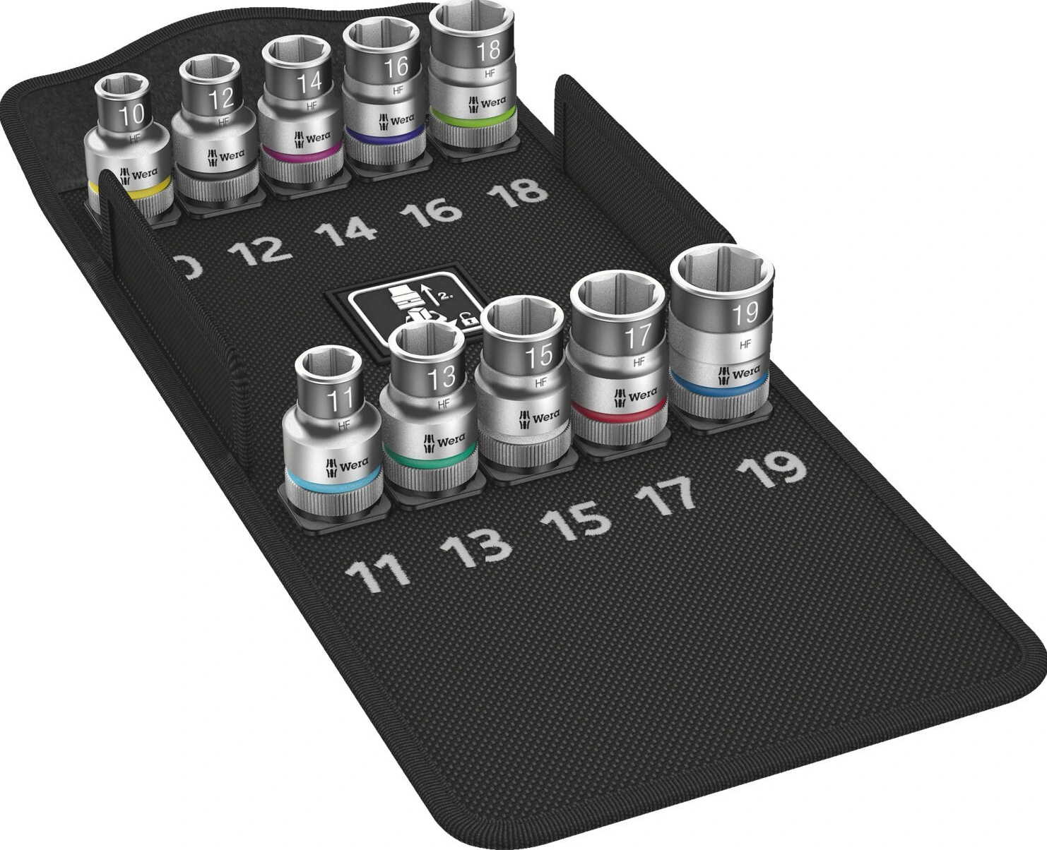 Wera Zyklop 1/2" Hex socket set with holding function Metric, Brushed